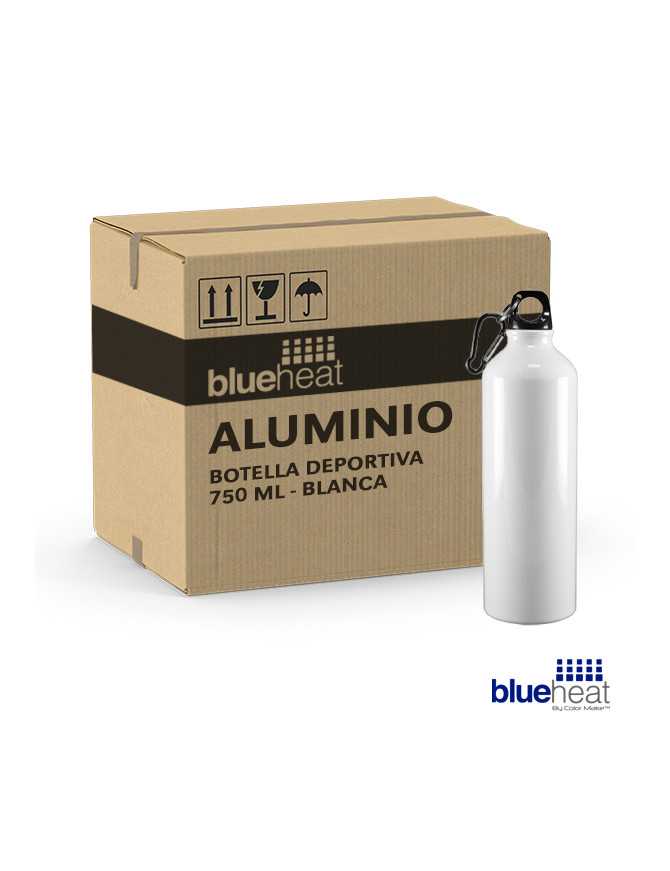 Botella de aluminio 750 ml. Blue heat deportiva color Blanca