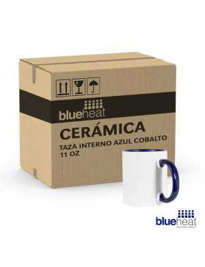 Taza para sublimar de 11 oz de color interno y asa de color azul (caja de 36 pzas.)